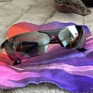 Ray-Ban Black and Silver Sporty Sunglasses
